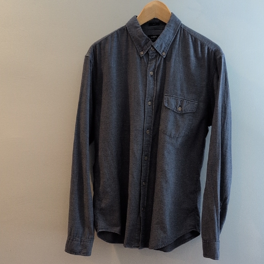 J. Crew Men's Large Slim Fit Brushed Twill Long Sleeve Button Down Style #E0760